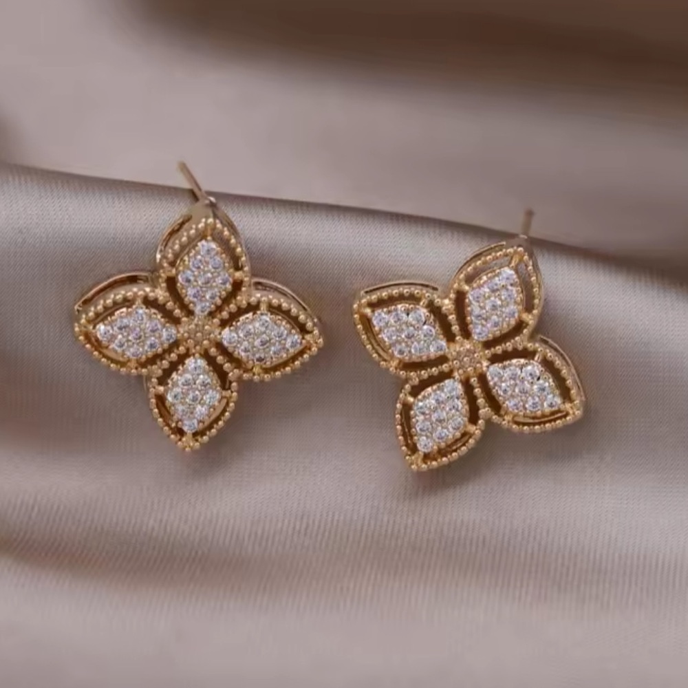 Anthropologie Gold and Silver Floral Earrings